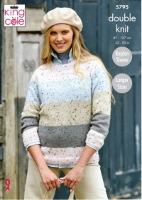 Knitting Pattern - King Cole 5795 - Homespun DK - Ladies Round and High Neck Sweaters